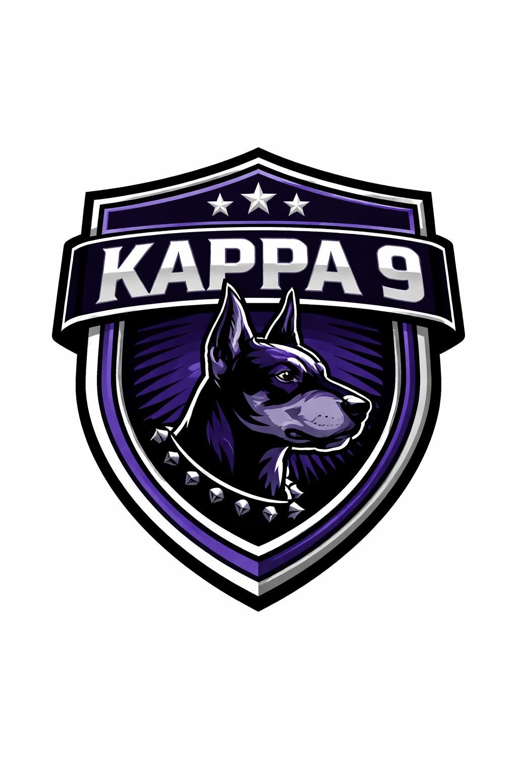 Kappa9 shield badge with Doberman profile